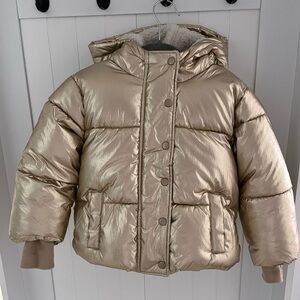 baby GAP Metallic Gold Puffer Jacket with Hood